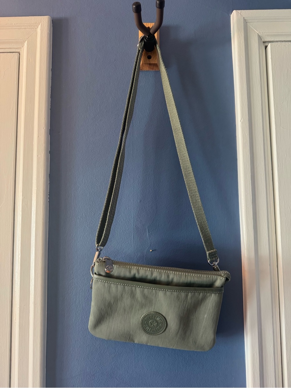 Kipling Olive Green Crossbody Bag with Adjustable Strap